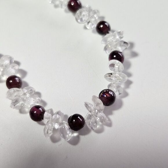 ***Final Sale*** Quartz And Garnet Beaded Bracelet With Silver Clasp - Picture 9 of 10